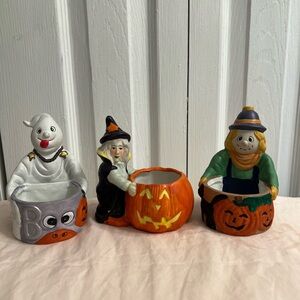 Halloween Ceramic Trio Candy Holders vintage - Set of 3